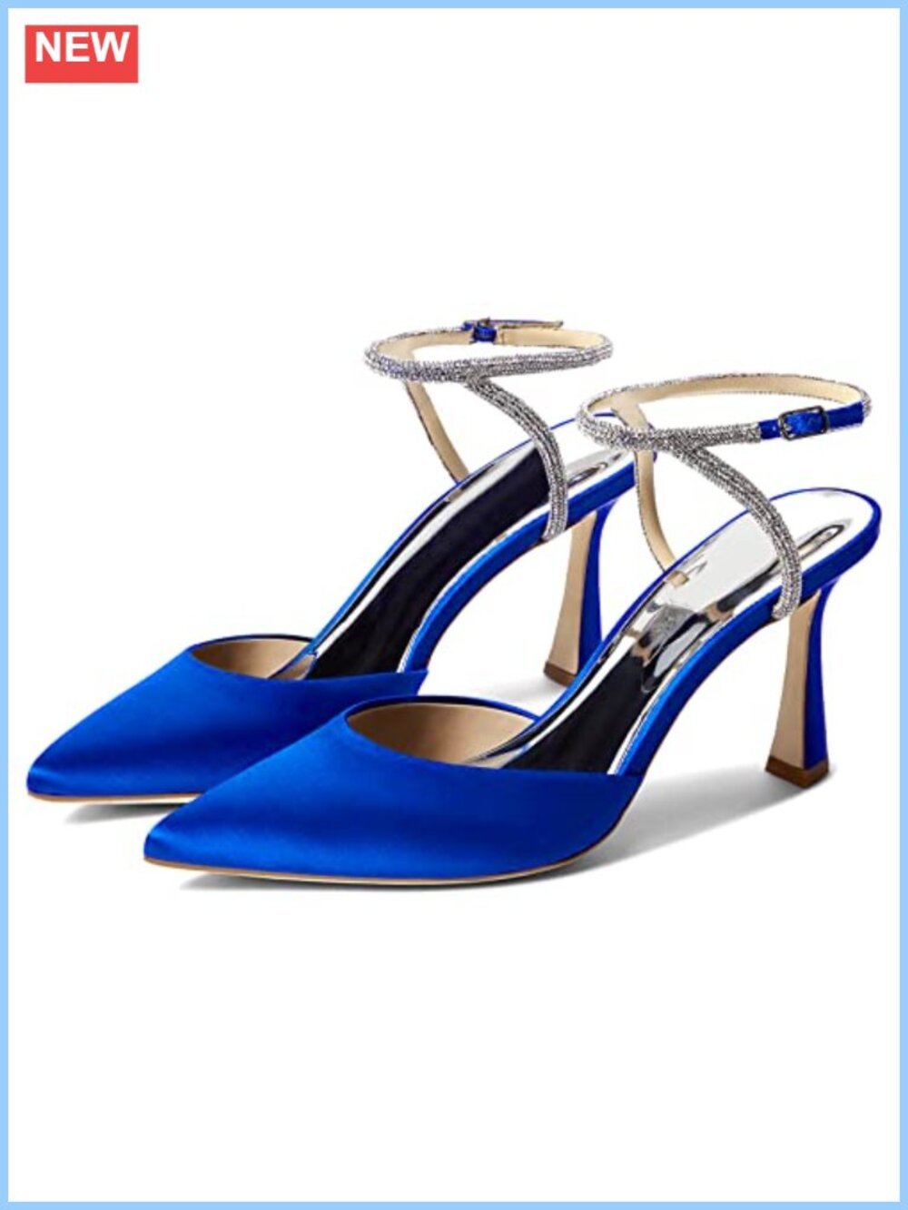 Women's Rhinestone Kitten Heel Pumps Pointed Toe Slingback Sparkly Wedding Shoes
